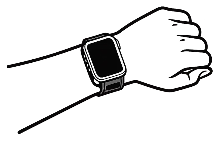 A smartwatch worn openly on the bare wrist