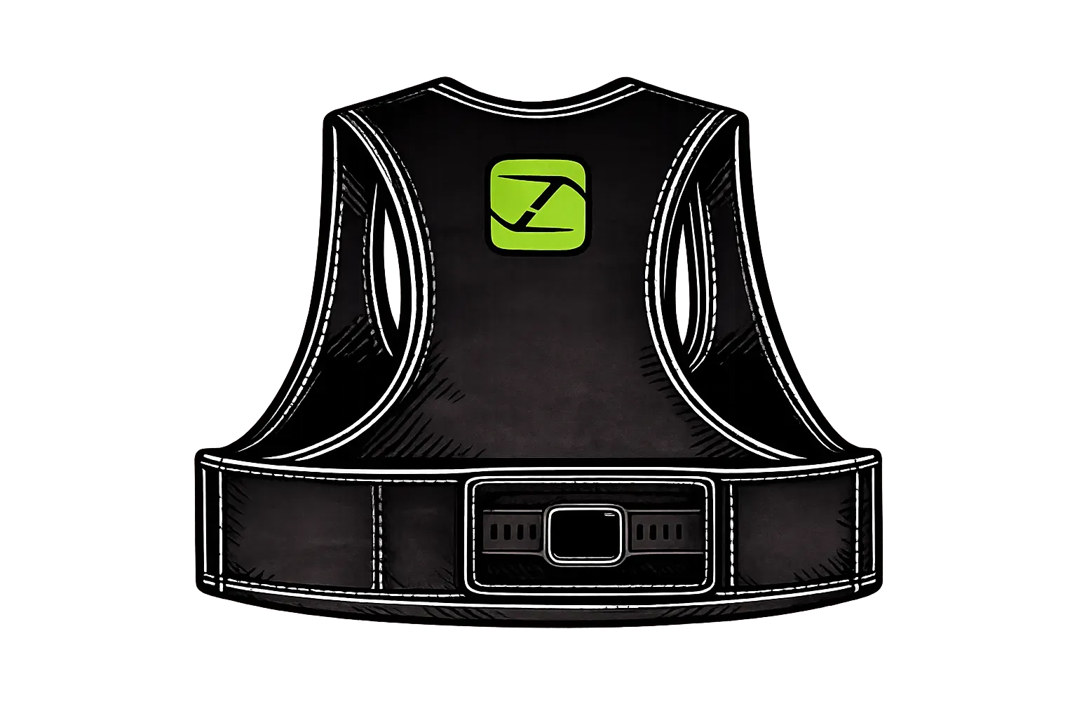 A smartwatch worn safely inside the padded Scorza vest